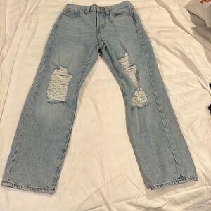 Levi’s Wedgie Straight Light Wash Distressed Jeans